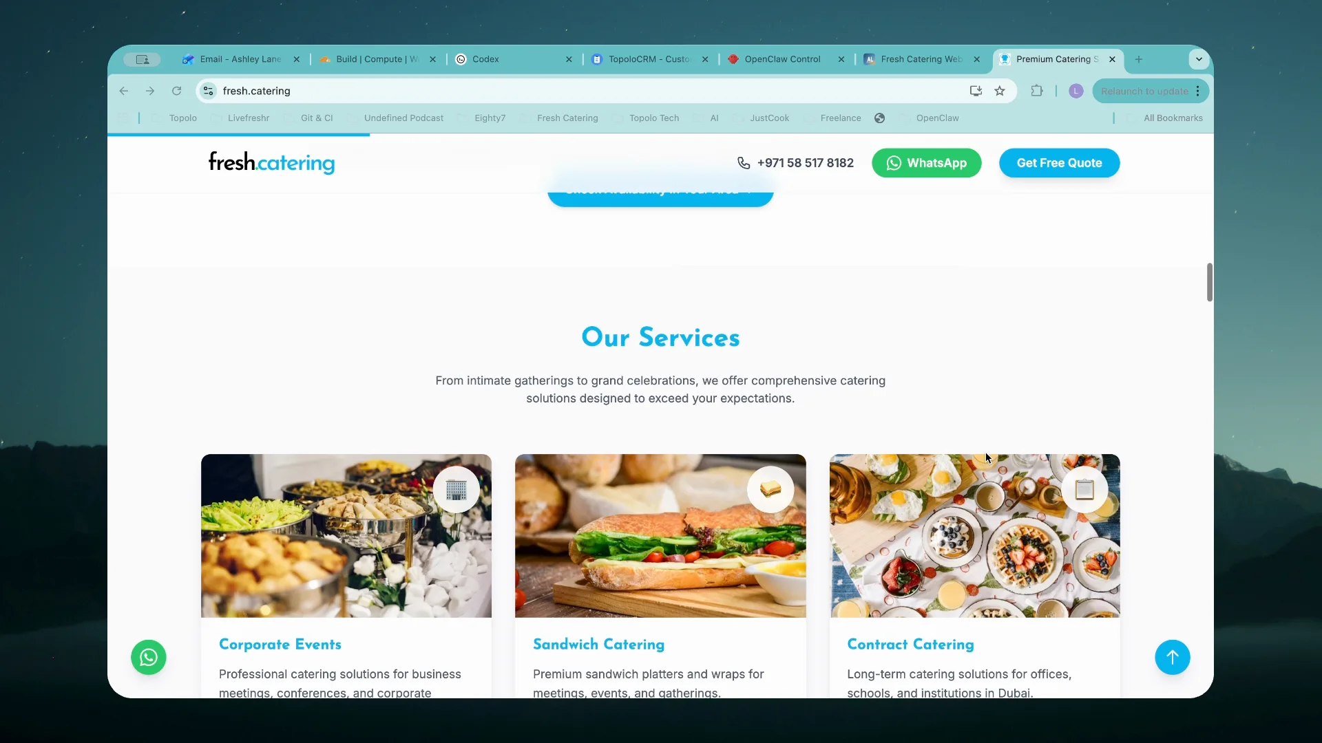 Fresh Catering Website
