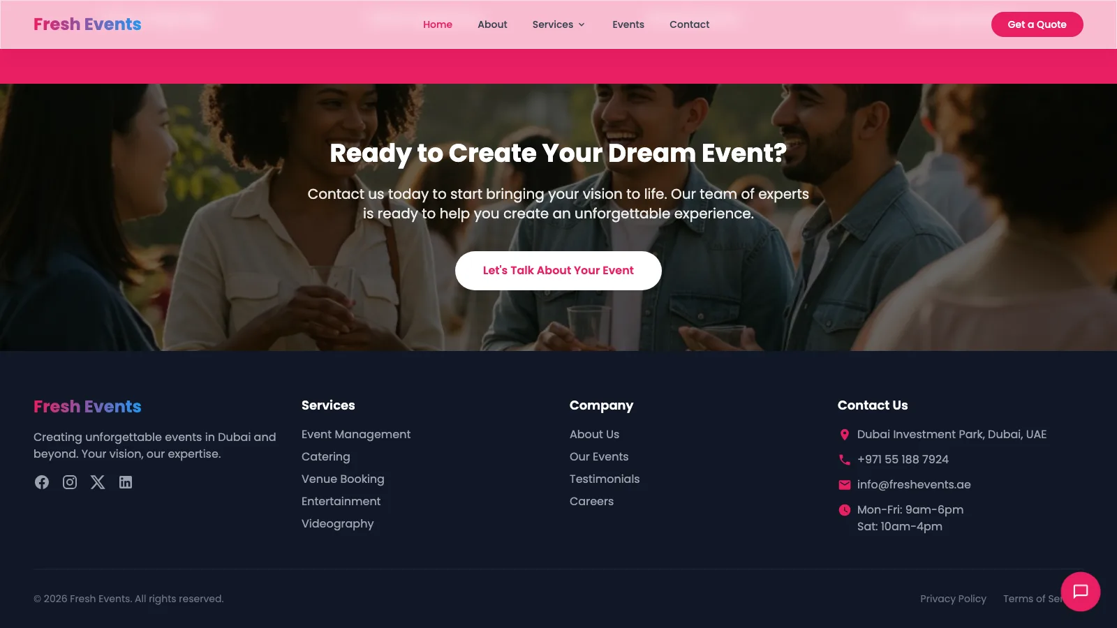 Event Management Company Website