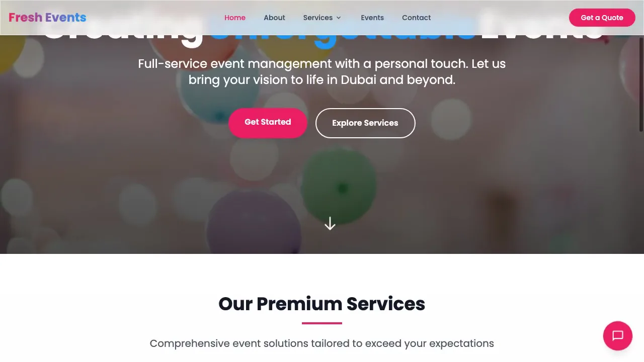 Event Management Company Website