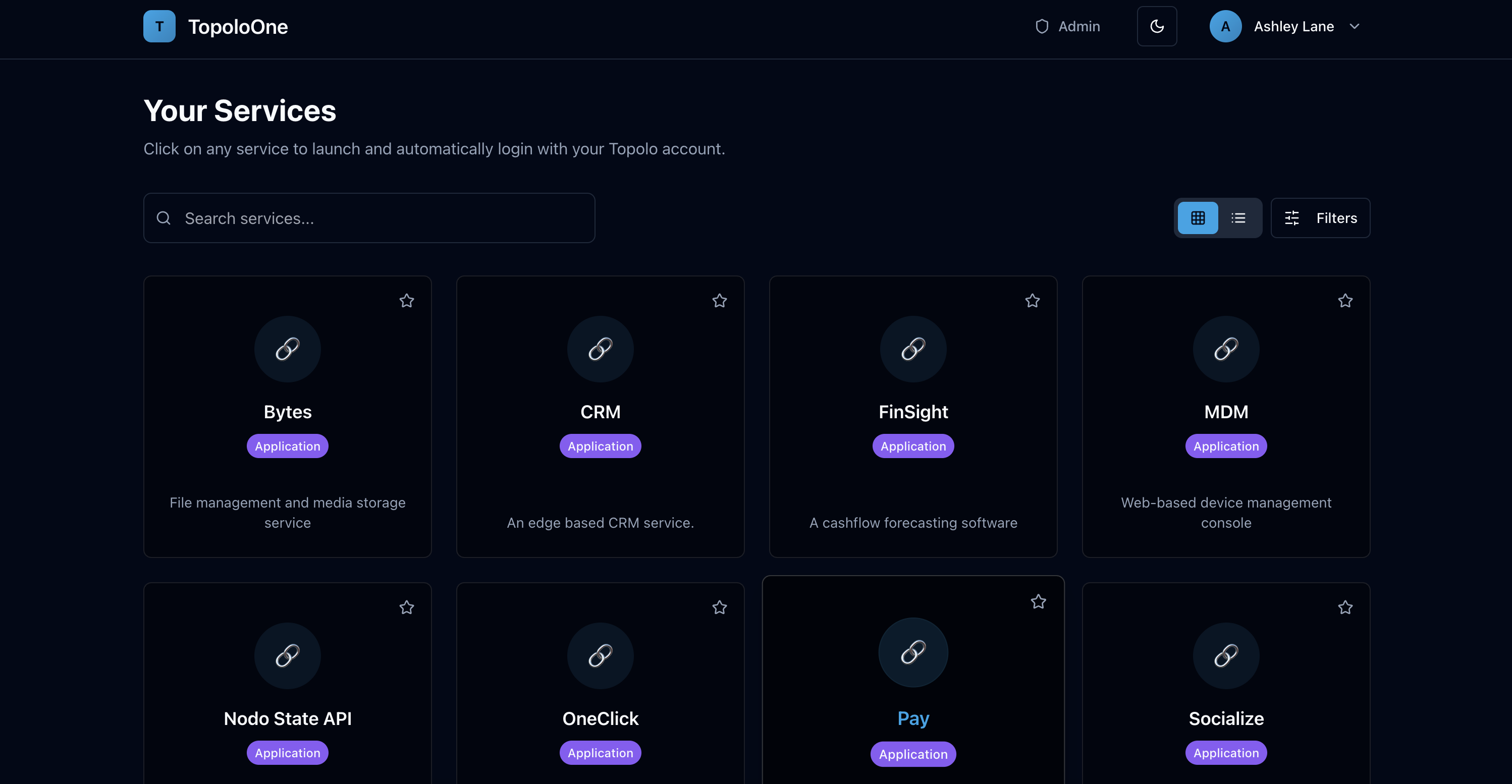 TopoloOne SSO Launchpad